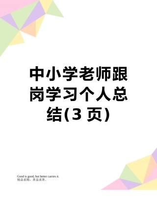 中小学教师跟岗学习个人总结