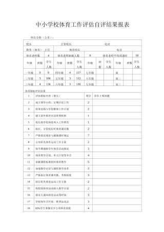 中小学校体育工作评估自评结果报表