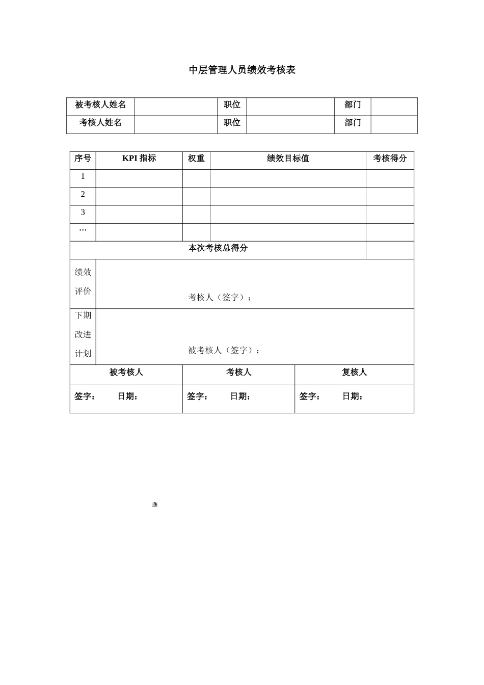 中层管理人员绩效考核表-模板_第1页