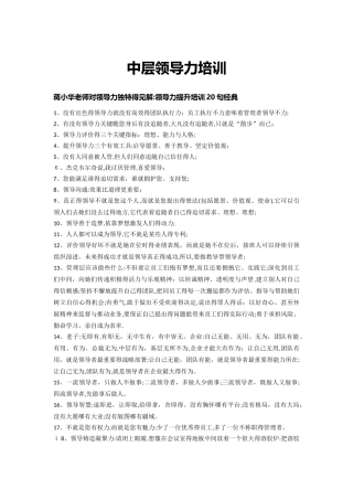 中层领导力培训资料