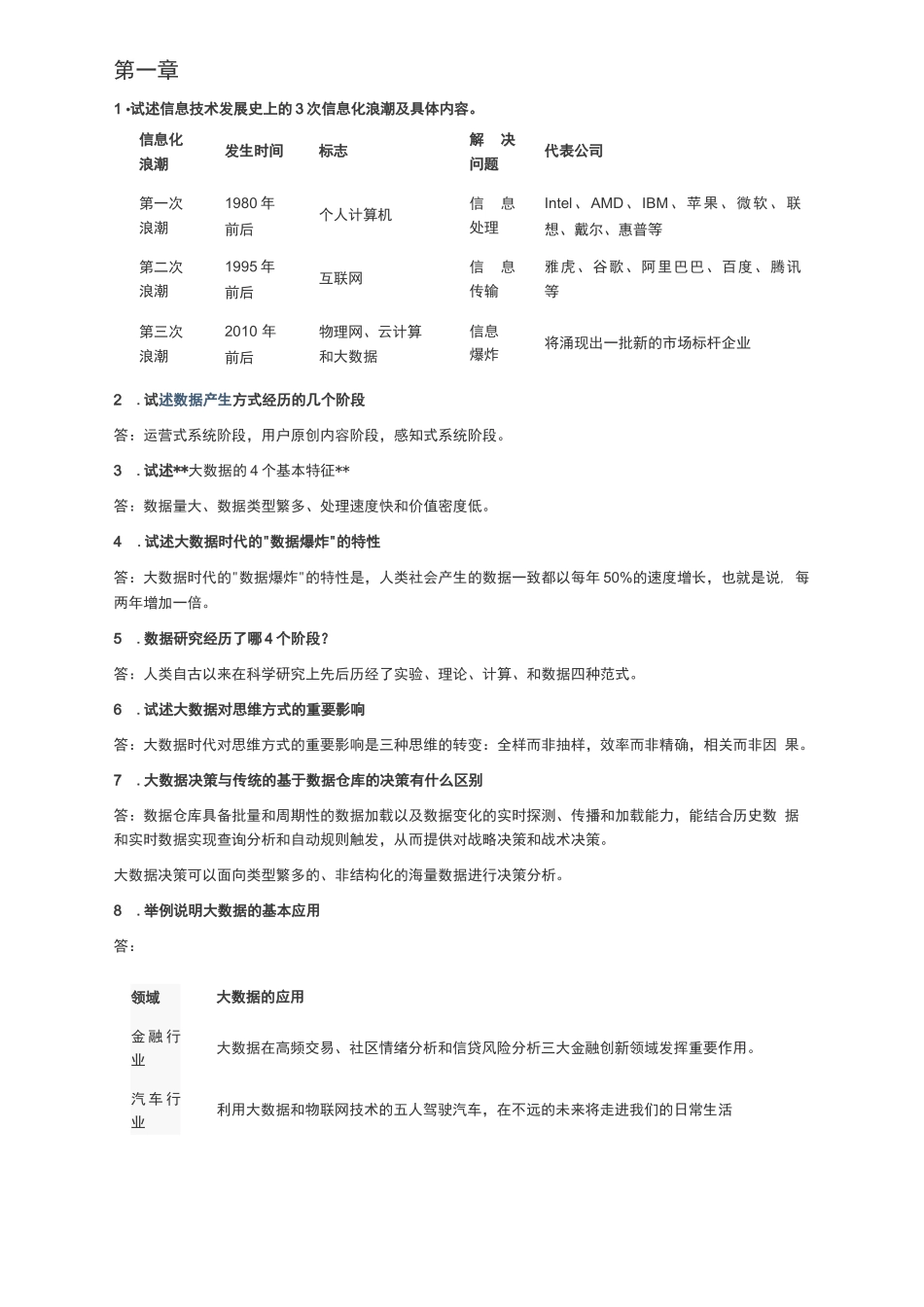 大数据技术原理与应用-林子雨版-课后习题答案_第1页