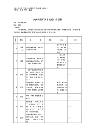 电视广告脚本案例-农夫山泉