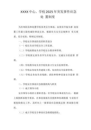 中心学校2025年突发事件应急处置制度