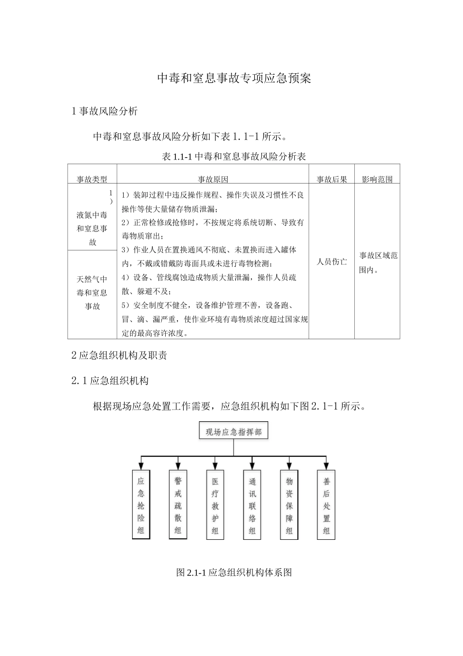 中毒和窒息事故专项应急预案_第1页