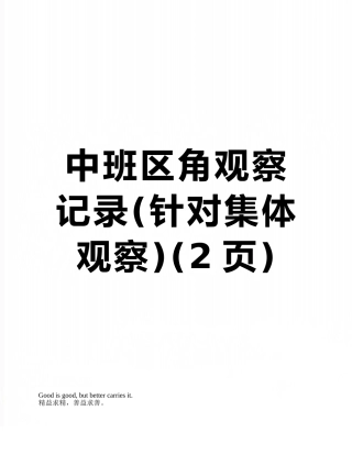 中班区角观察记录