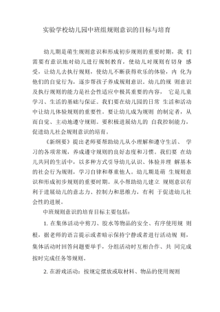 中班组规则意识的目标与培养