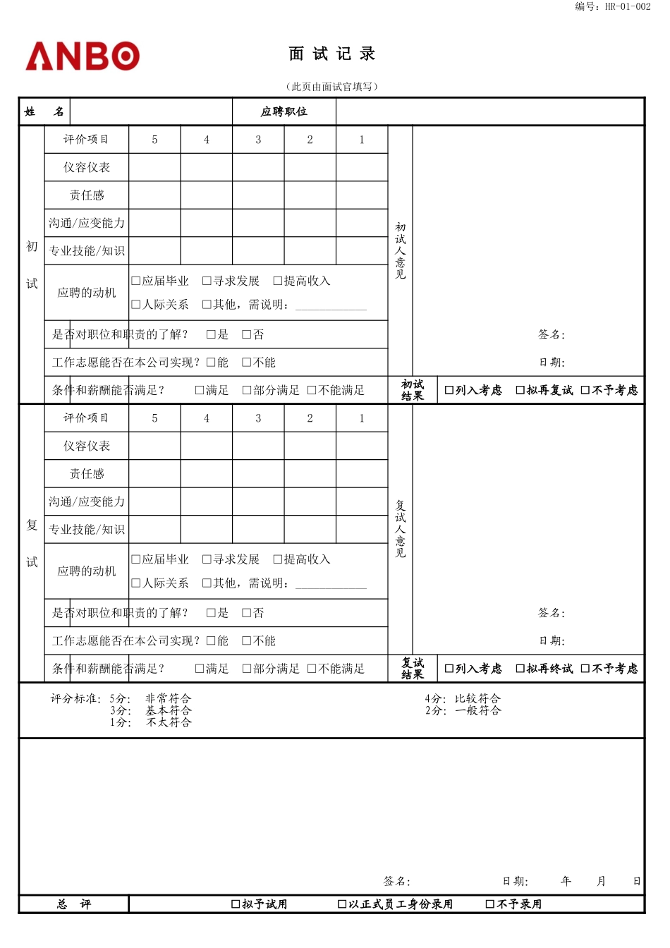 应聘登记表模板_第2页
