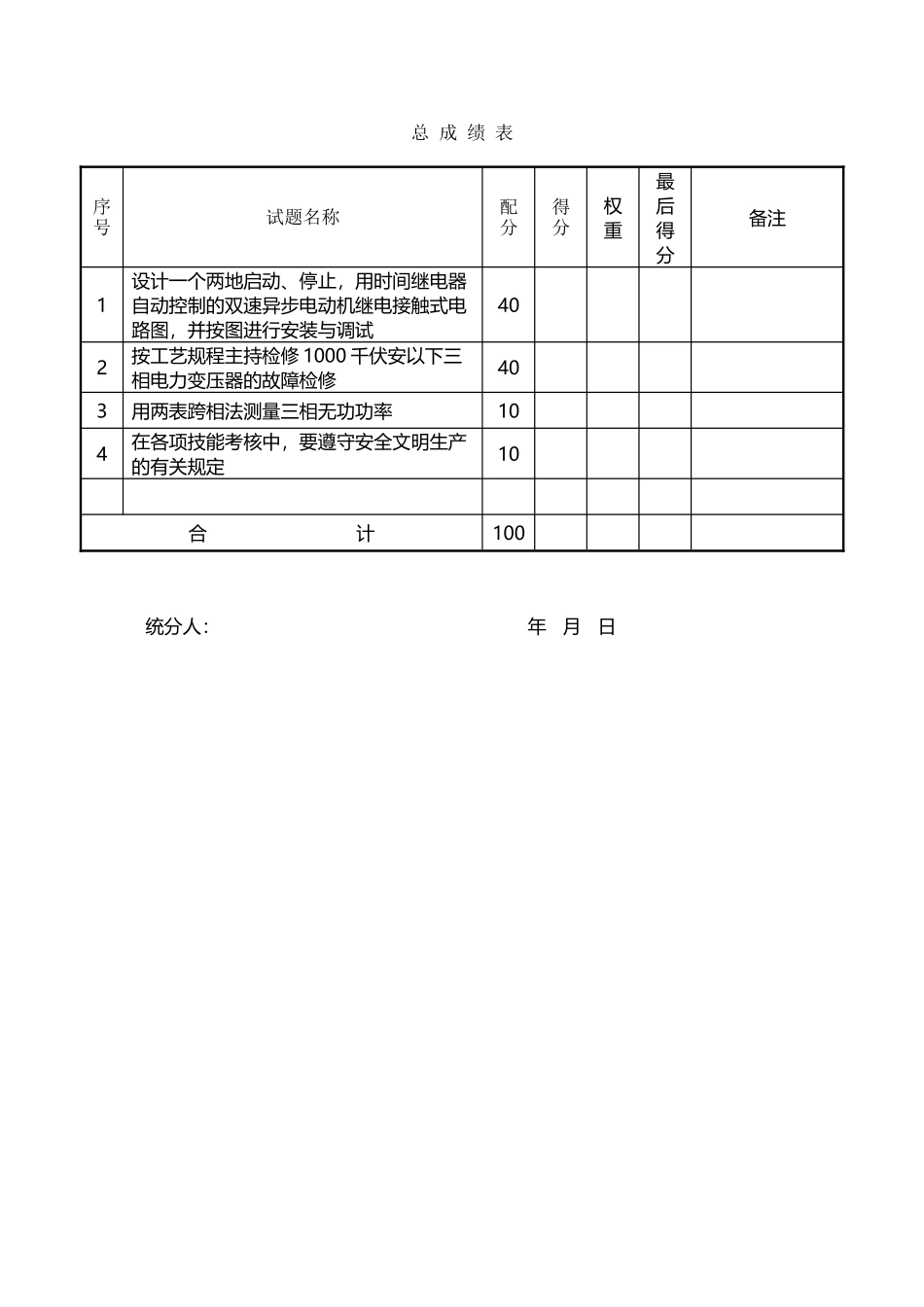 中级维修电工实际操作试卷_第2页