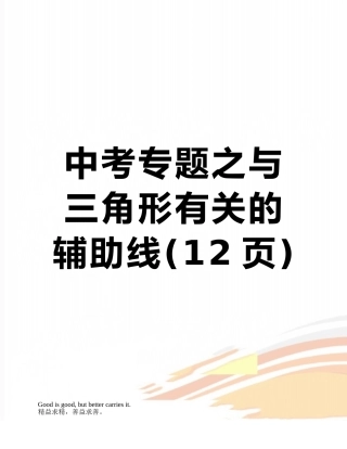 中考专题之与三角形有关的辅助线