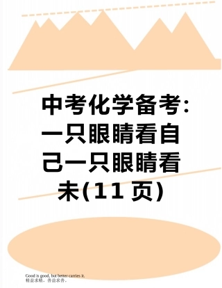中考化学备考：一只眼睛看自己一只眼睛看未