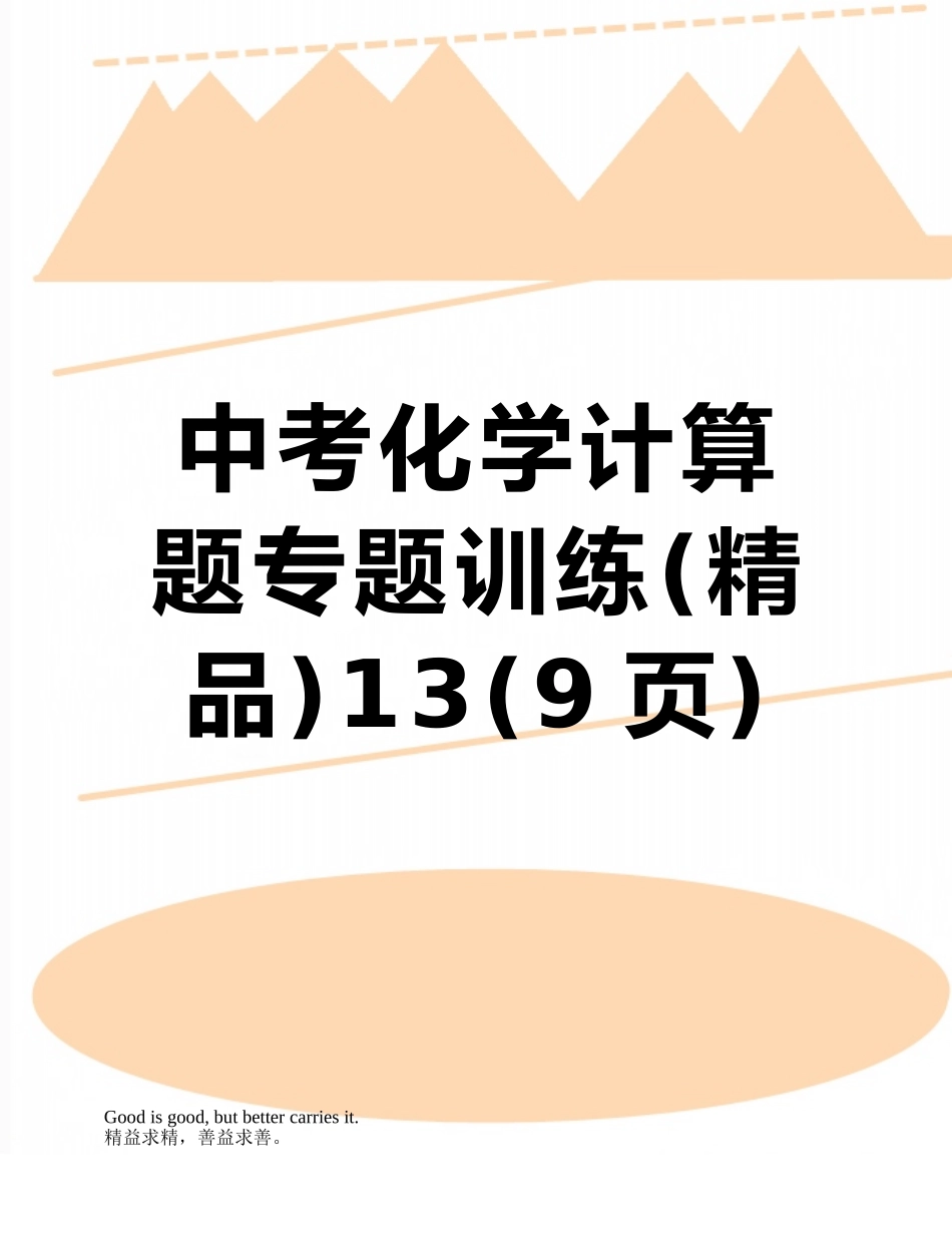 中考化学计算题专题训练13_第1页