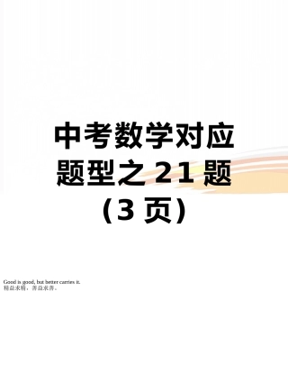 中考数学对应题型之21题