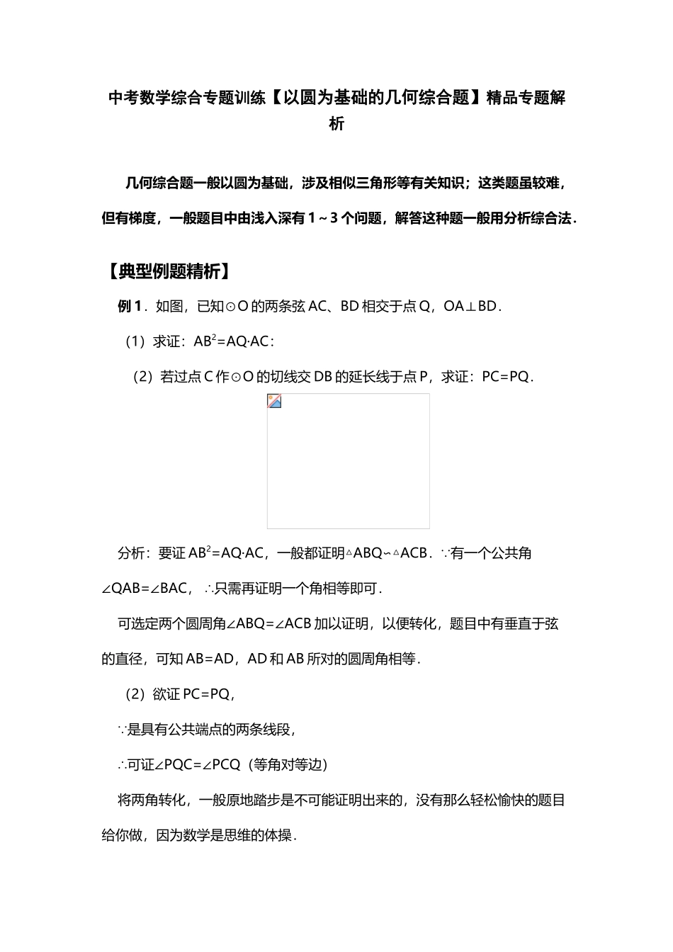 中考数学综合专题训练精品专题解析_第3页