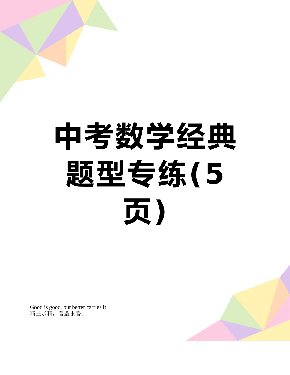 中考数学经典题型专练_第1页