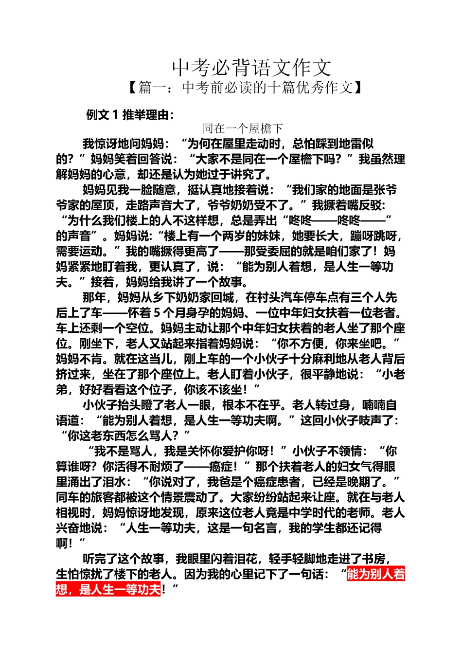 中考满分作文例文及赏析_第2页