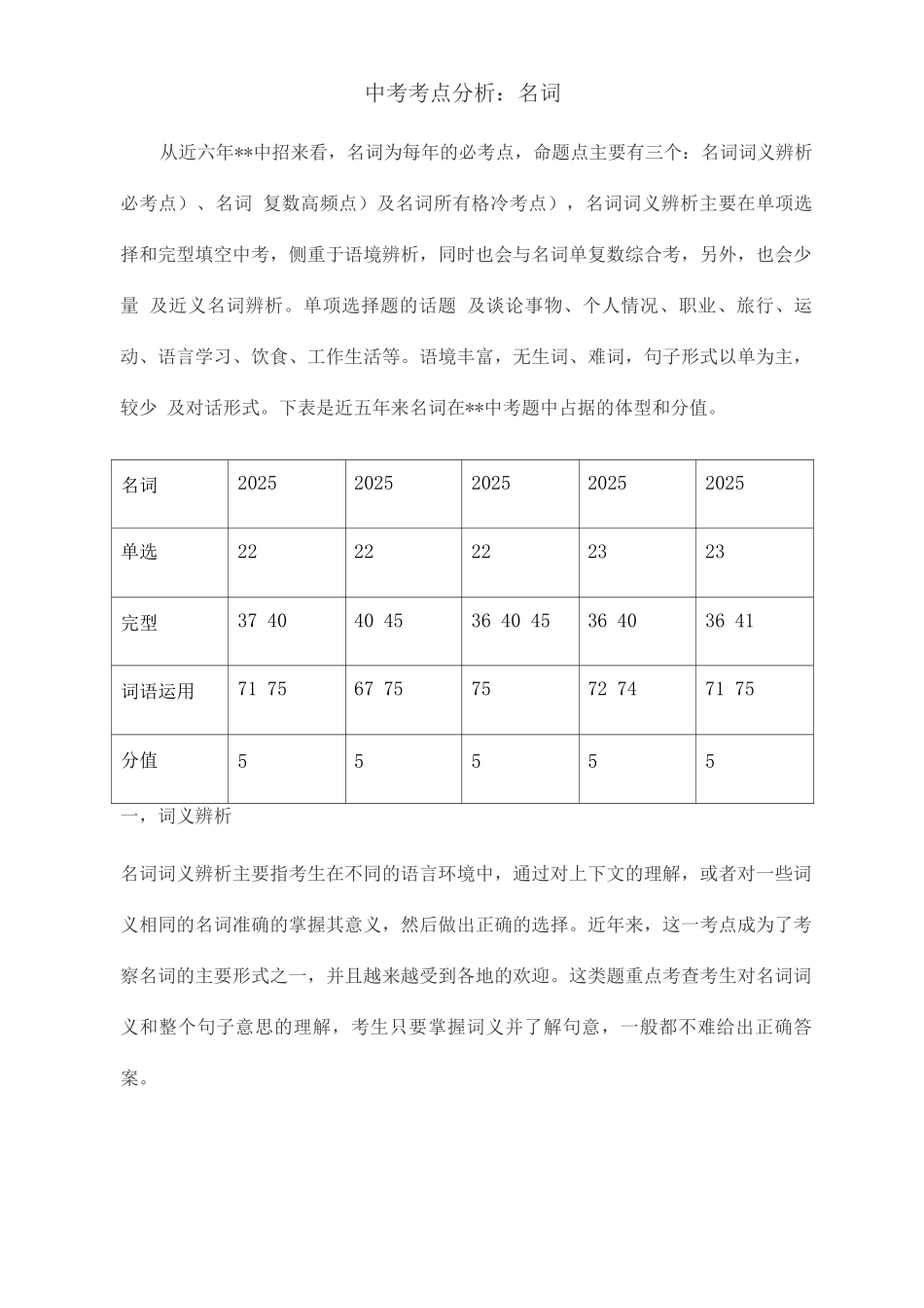 中考考点---名词_第1页