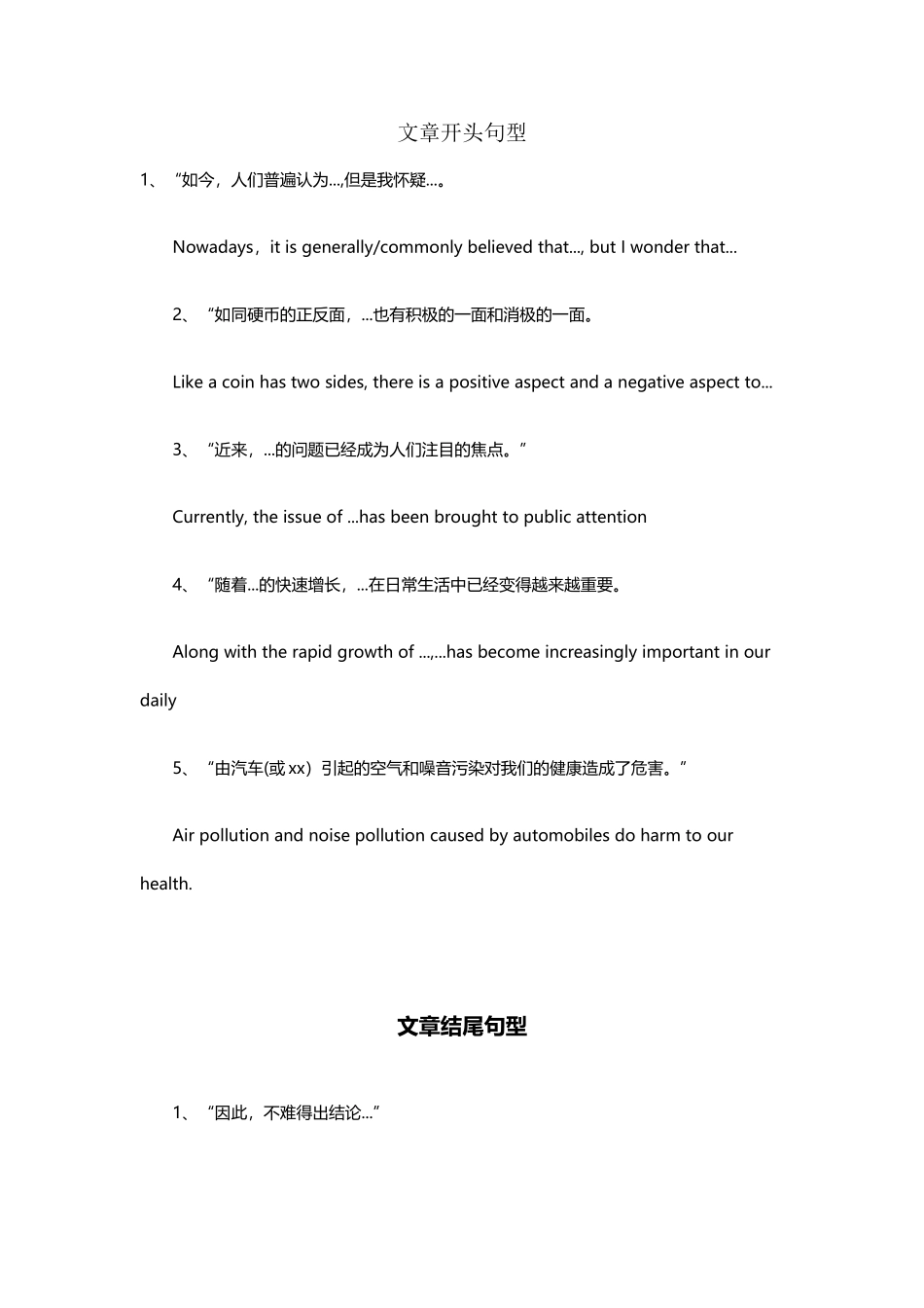 中考英语作文万能句型_第2页