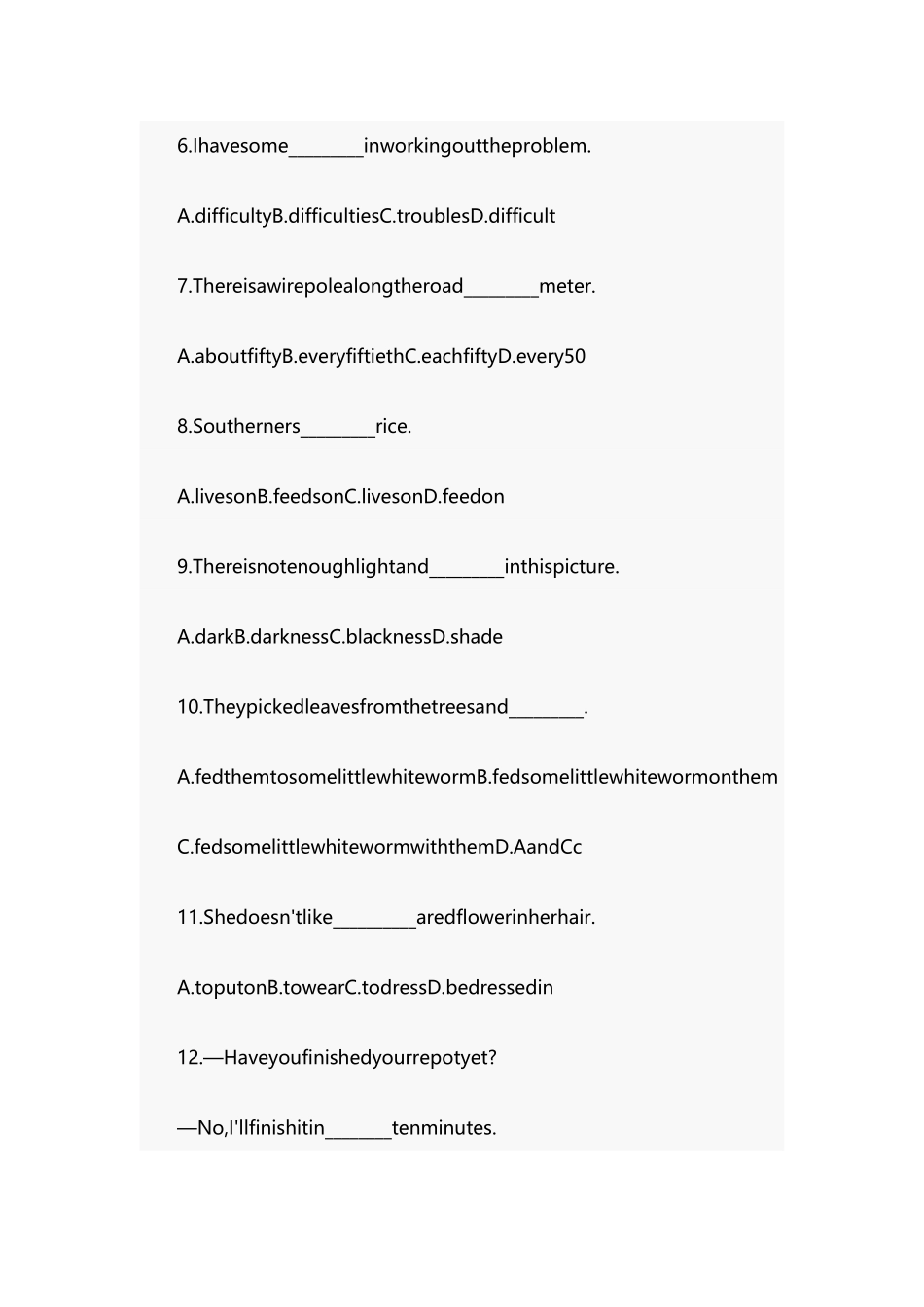 中考英语单选题常见易错题精选_第3页