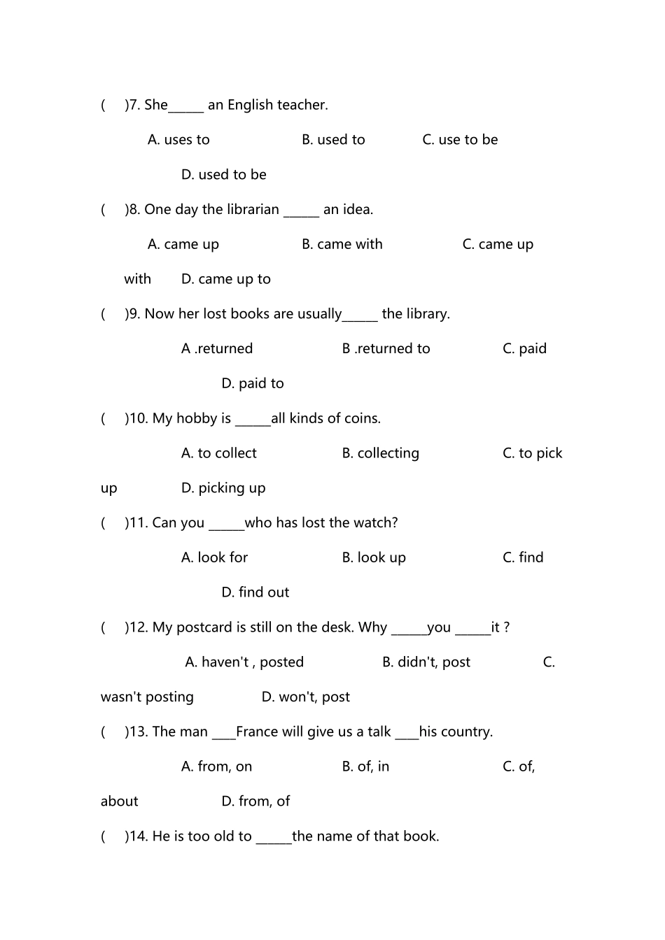 中考英语选择填空专项测试题_第3页