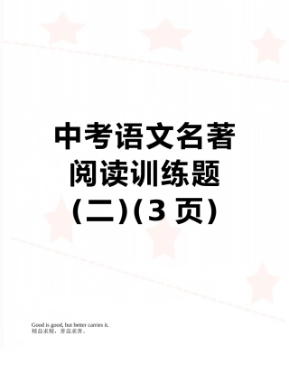 中考语文名著阅读训练题