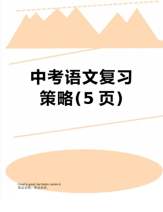 中考语文复习策略