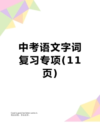 中考语文字词复习专项