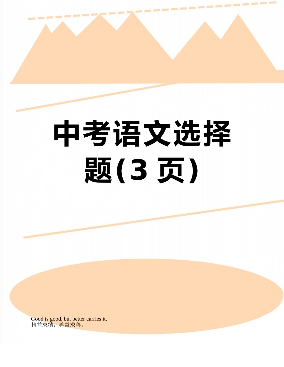 中考语文选择题_第1页