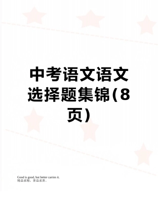 中考语文语文选择题集锦