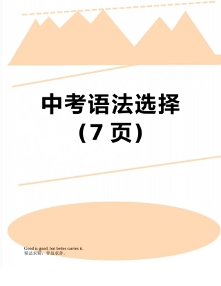 中考语法选择