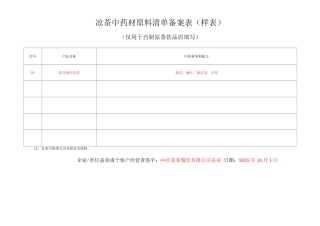 中药材原料清单备案