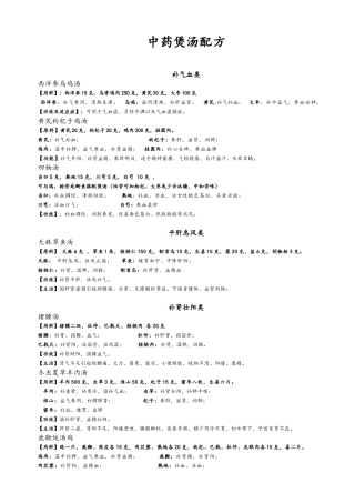 中药煲汤配方