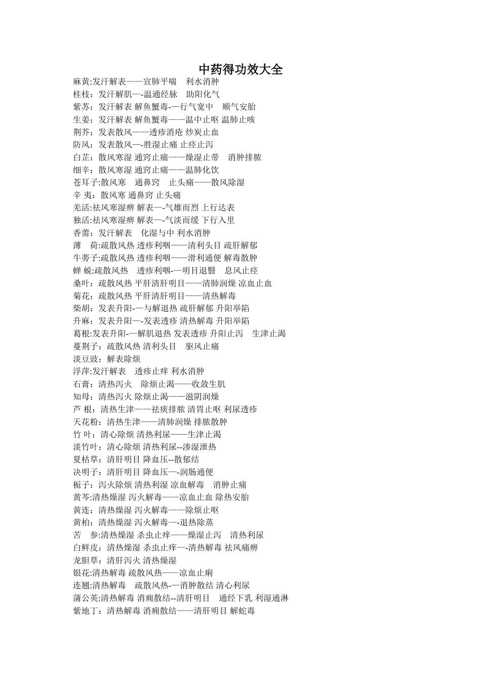 中药的功效大全_第1页