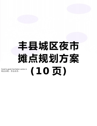 丰县城区夜市摊点规划方案