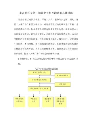 丰富社区文化、加强业主相互沟通的具体措施