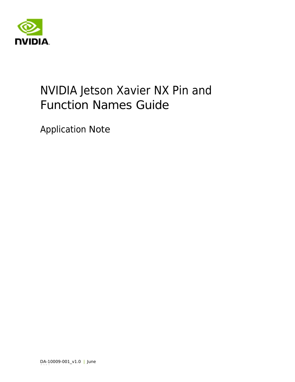 Jetson_Xavier_NX_Pin_and_Function_Names_Guide_v1.0硬件设计资料_第1页
