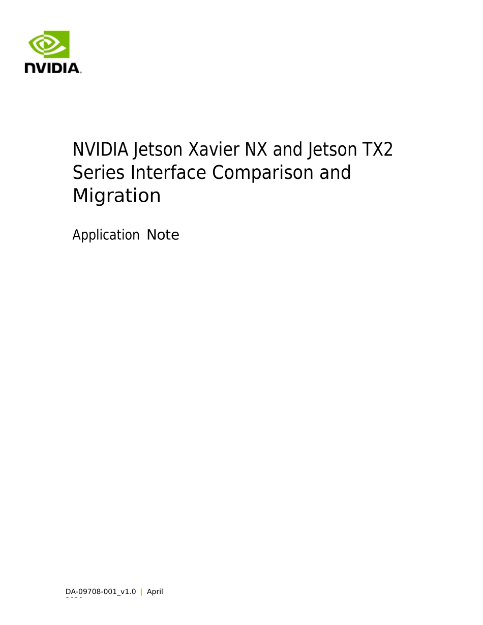 jetson 系列移植指南 Jetson_Xavier_NX_and_Jetson_TX2_Series_Interface_Comparison_Migration_Application_Note_v1.0_第1页
