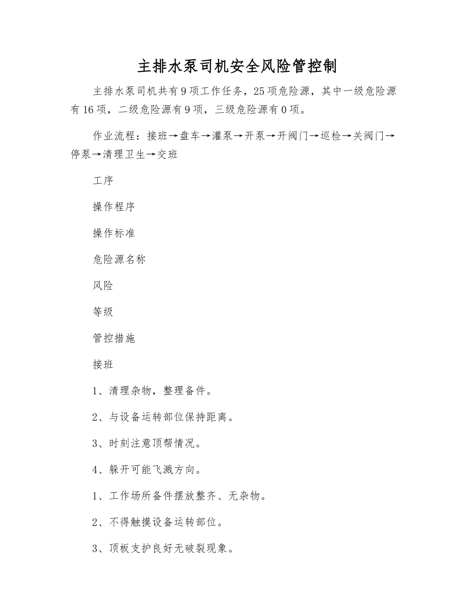 主排水泵司机安全风险管控制_第1页