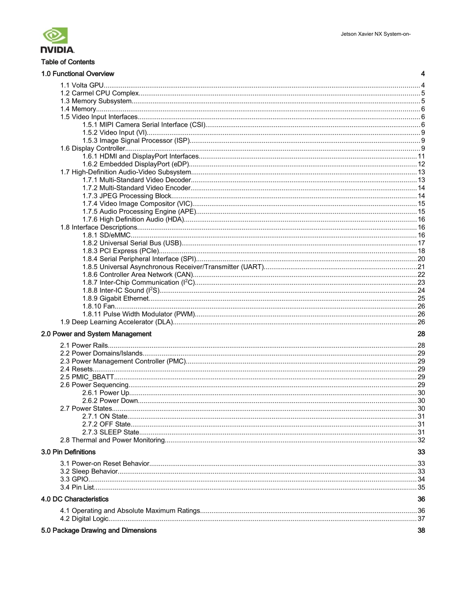 NVIDIA Jetson Xavier NX System-on-Module Data Sheet原版完整文件_第3页