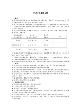 主播薪酬方案