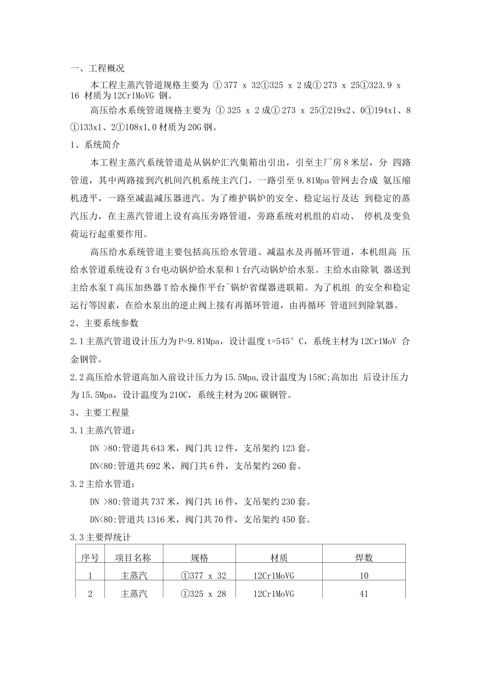 主蒸汽、主给水管道施工方案_第1页