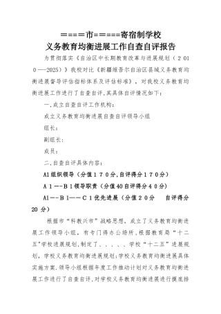 义务教育均衡化发展自查自评报告