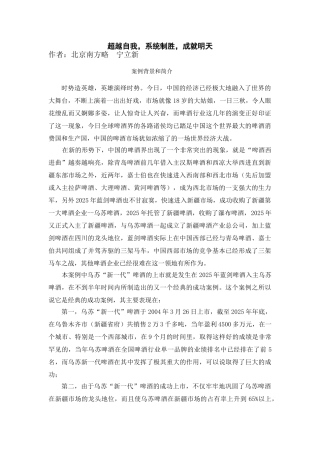 乌苏新一代啤酒策划案例