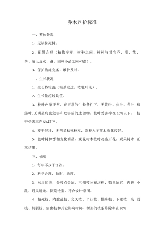 乔木养护标准