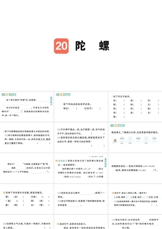 24统编版小学语文四年级上册第六单元20 陀螺-课堂过关练习课件