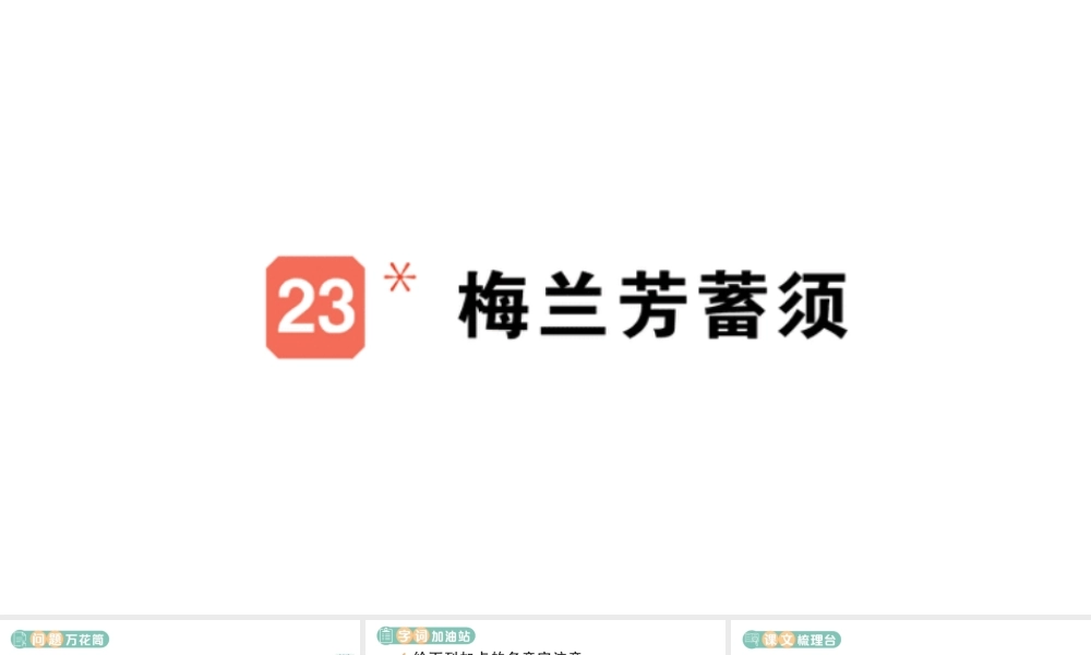24统编版小学语文四年级上册第七单元23 梅兰芳蓄须-课堂过关练习课件