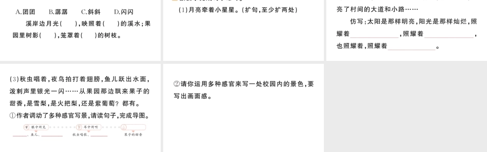 24统编版小学语文四年级上册第一单元2 走月亮-课堂过关练习课件