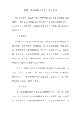 乡村“美丽庭院示范片”建设方案