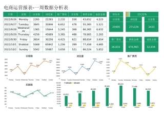 电商运营报表-一周数据分析表