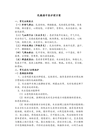 乳腺癌中医护理方案