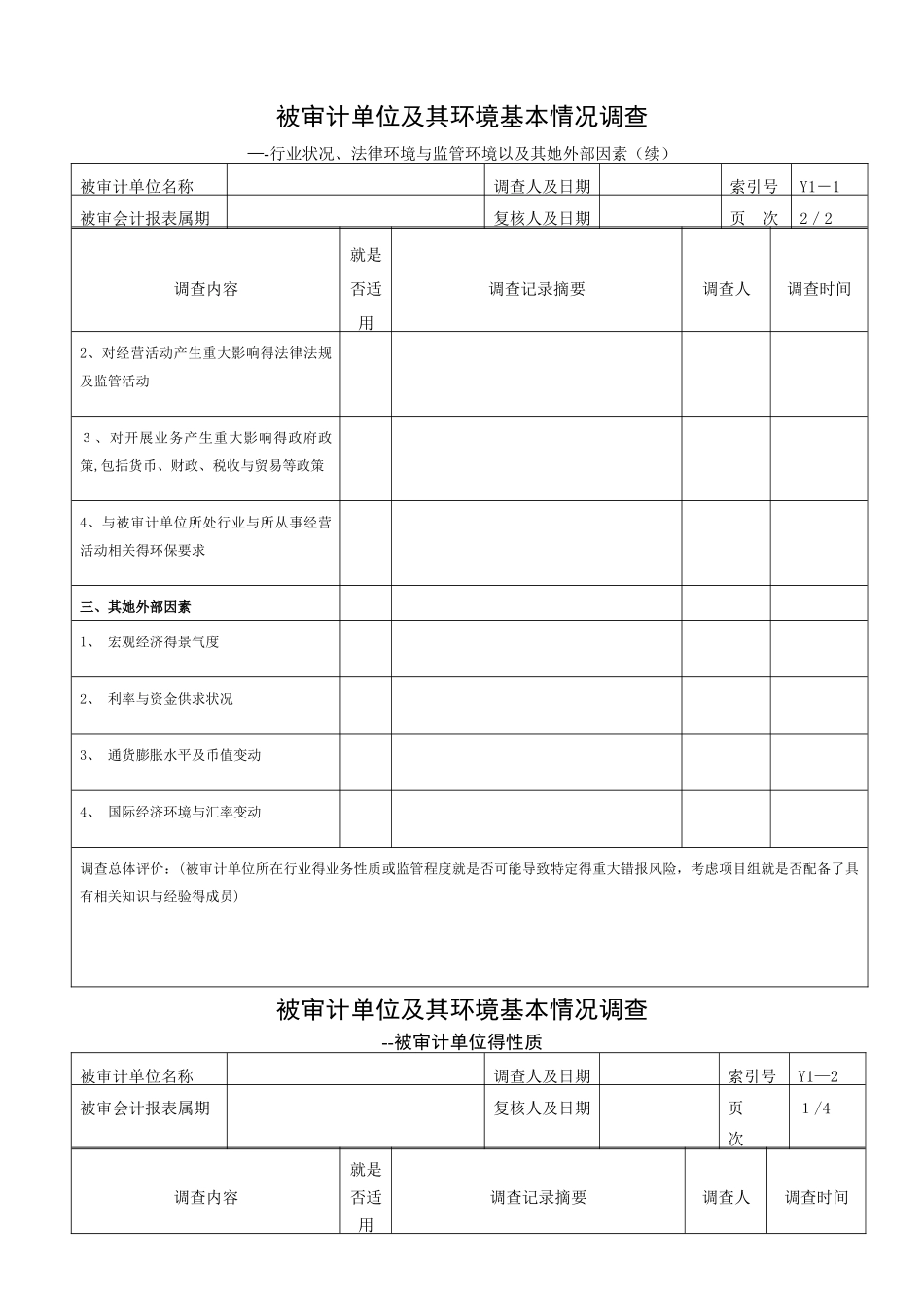 了解被审计单位及其环境工作底稿_第2页